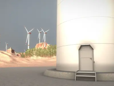 Canyon Windfarm Scene Low-poly 3D model