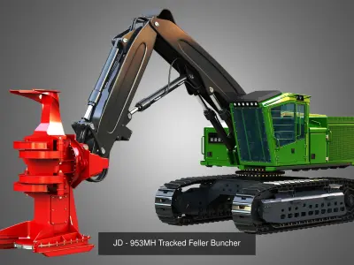 JD - 953MH Tracked Forest Machine 3  in 1 3D Model Pack
