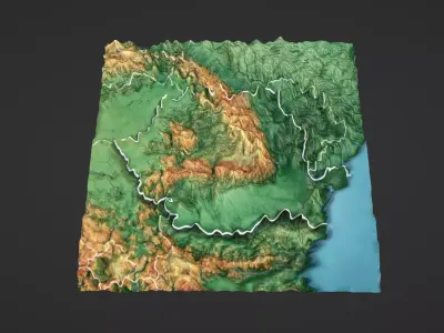 Romania  Map Topography Low-poly 3D model