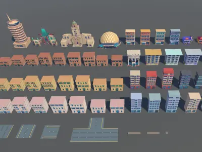 Cartoon pack - Buildings  Low-poly 3D model