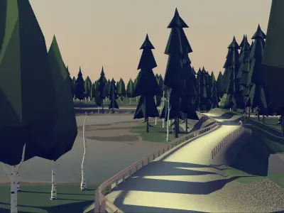 Cartoon Rally Track Finland Low-poly 3D model