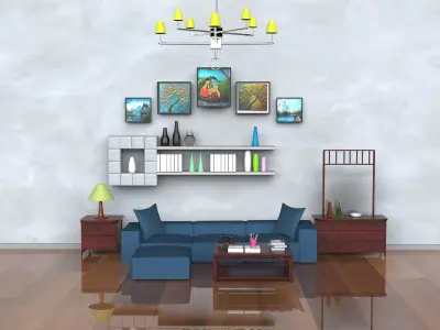 Sofa Wall Low-poly 3D model