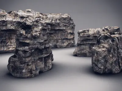 Rocks Stones set Low-poly 3D model purchase