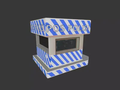 Stylized Indonesian Police Post Booth Isometric 3D Model Low-poly 3D model