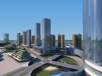 Architecture futuristic city in kazakhstan 3D model