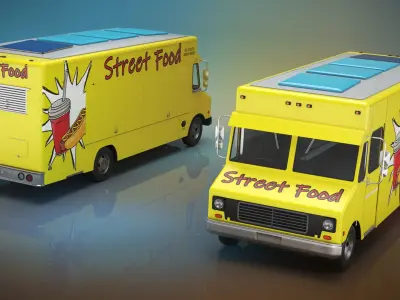 Solar Powered Food Truck with Interior Closed 3D model