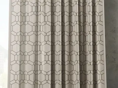 Curtains curtain with geometric pattern 3D model