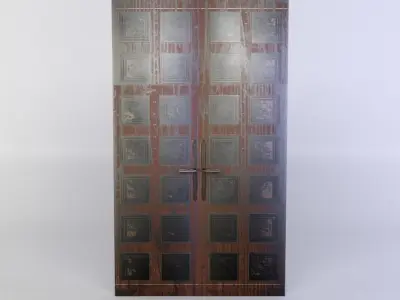 Door wooden Low-poly 3D model 4