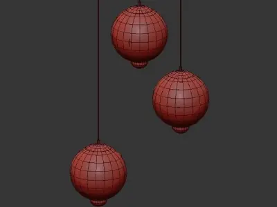 Meltdown three colorful glass balls hanging from ceiling 3D model