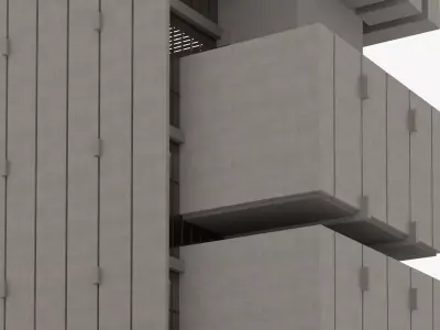 Brutalist Building 02 Low-poly 3D model