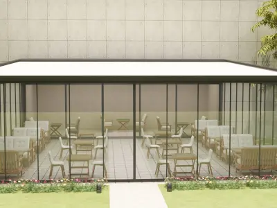 awning and sliding 3D model