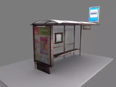 Bus stop Low-poly 3D model