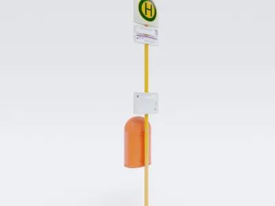 Berlin Bus Stop Sign Recycle Bin Free 3D model