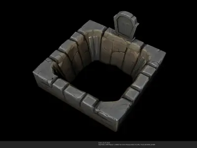 Stylized Tomb with Headstone 3D Model - AI Low-poly 3D model