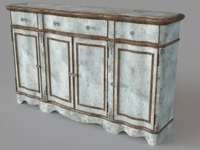 Pulaski Vintage Distressed Credenza Grey 3D model