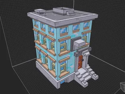 Voxel building 3d isometric low poly Low-poly 3D model
