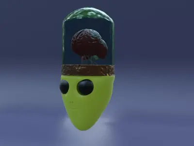 alien with human brain Low-poly 3D model