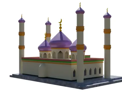 3D Mosque Model Realistic Islamic Architecture Free low-poly 3D model