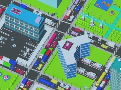 Low Poly Cartoon Full City Low-poly 3D model