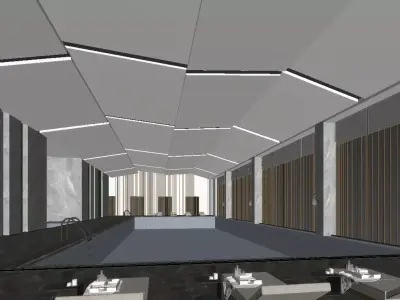 Indoor constant temperature swimming pool 3D model