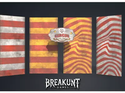 Horror Circus Panel with Wall Panel 1 - 2 assets  Low-poly 3D model