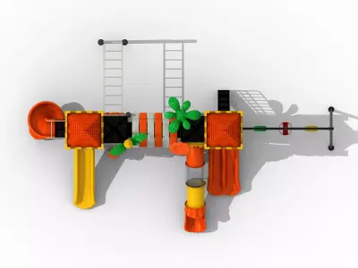 3D Model Outdoor Playground for Parks and Gardens Playset  Low-poly 3D model