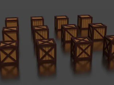 Wooden Boxes Pack Crate Low-Poly Free low-poly 3D model