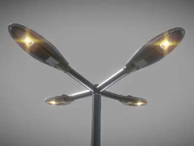 Sci-Fi Street Light 14 version 4 3m with pole 3 Low-poly 3D model