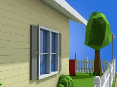 Low Poly Home house Low-poly 3D model