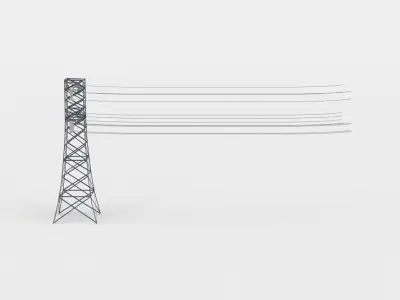 Electric pylon Low-poly 3D model