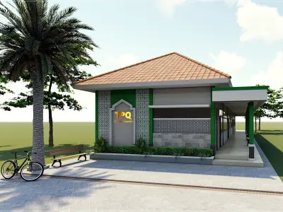 Islamic School Traditional Muslim Educational Building 3D Model Low-poly 3D model