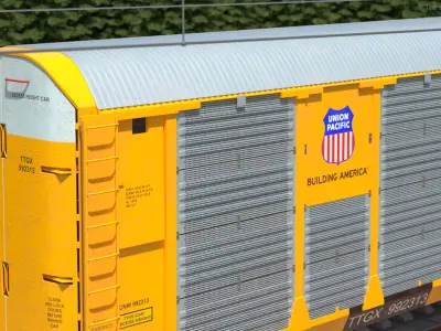  Union Pacific Tri Level Auto Rack Freight Car Yellow 