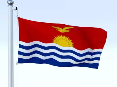 Animated Kiribati Flag Low-poly 3D model