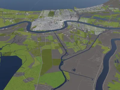 New Orleans 50x50km 3D City Map 3D model