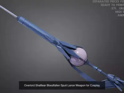 Overlord Shalltear Bloodfallen Full Armor and Lance for Cosplay 3D Model Pack