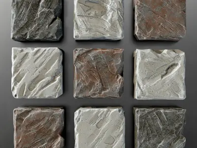 Stone cube panel old n2 3D model