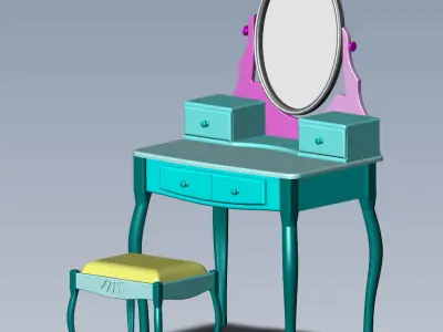 Dressing table with Led lighting and with a chair   3D model