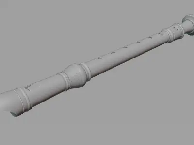 Recorder Detailed Musical Instrument Game-Ready Low-poly 3D model