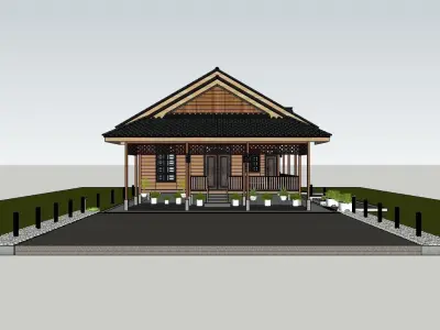 Timber house of Malaysia and Indonesia 3D model