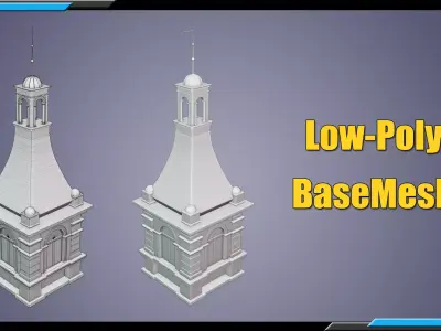 Building Architecture Element Textured Base Mesh 08  Low-poly 3D model