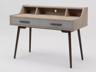 ALLOA Home Office Desk Light Wood with Grey 3D model