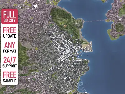 Hobart - 3D City Model Low-poly 3D model