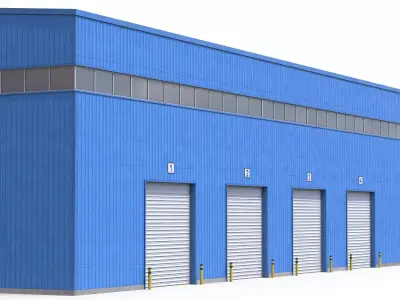 Blue Industrial Building 42 PBR  Low-poly 3D model