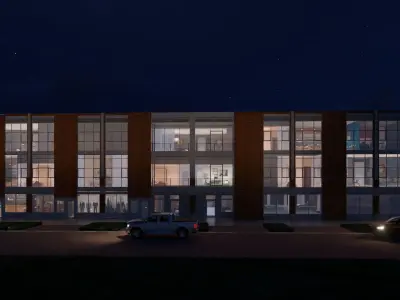 Modern American Multifamily or Mixed Use or office  Building 3D model