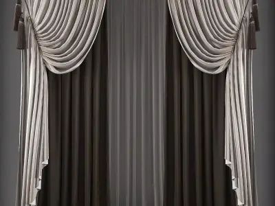 Curtain with drapes Low-poly 3D model