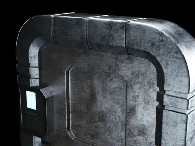 Sci-fi Space Colony Door 3D model  3D model