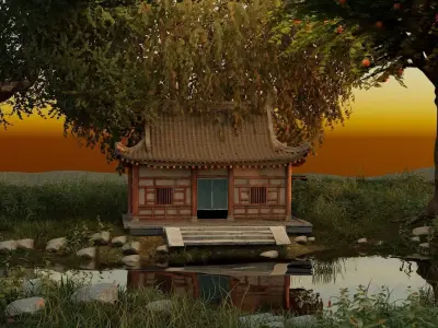 Temple Environment Scene Blender 3D model