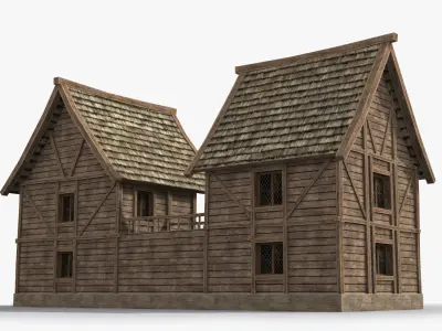 Medieval house x1 Low-poly 3D model