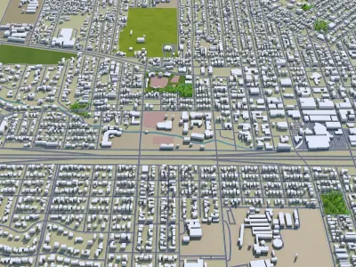 Visalia California USA 25km Low-poly 3D model