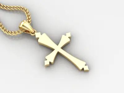Light Gold 18K Cross Pendant 1CP018 3D print model